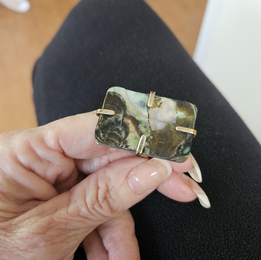 ABALONE AND STERLING SILVER ADJUSTABLE RING. BIG PIECE. PHOTOS 📸 - Picture 3 of 8